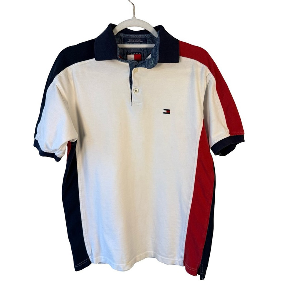 Tommy Hilfiger Men's Tricolor Polo Shirt Size S Y2K Preppy Streetwear Classic - Picture 2 of 14